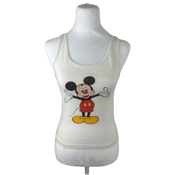 Vintage 1980s Women's Mickey Mouse Cartoon Graphic Tank Top Shirt